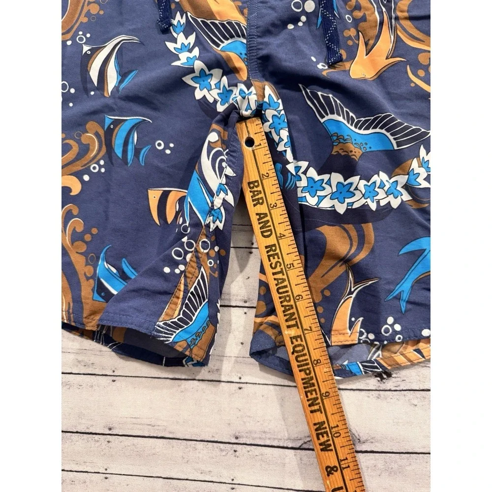 PATAGONIA Mens Board Short Sz 38 Blue Minimalist Wavefarer Nylon Fish Swim Trunk
